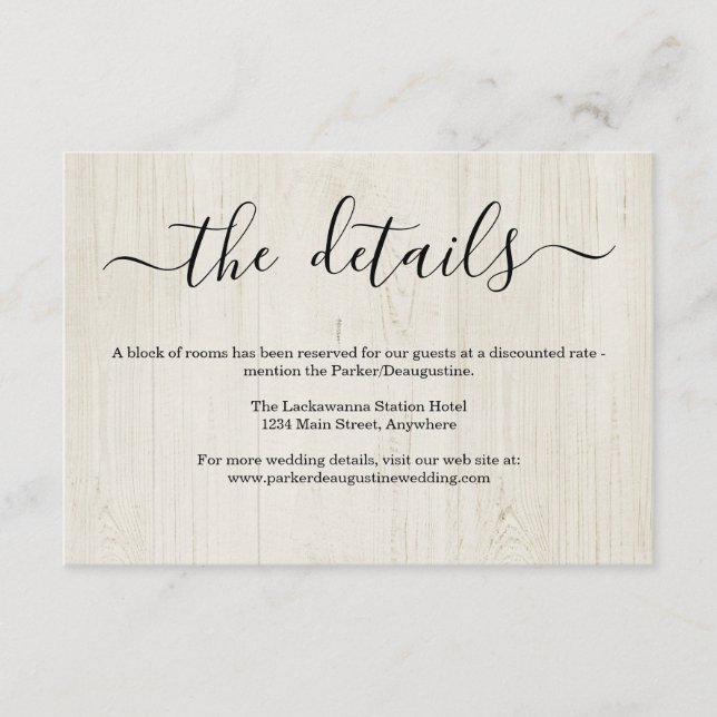 Information/detaljer Kort för hölje - Rustic Wood (Framsida)