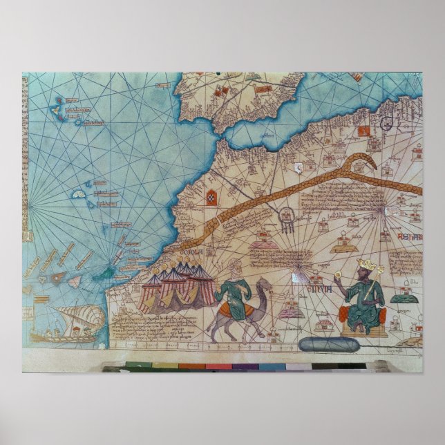 Information från katalanska atlas, 1375 poster (Framsidan)