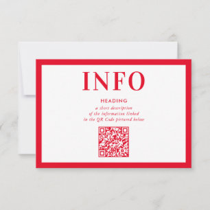 INFORMATION INFOGA modern enkel, fetstilt röd QR-k Inbjudningar