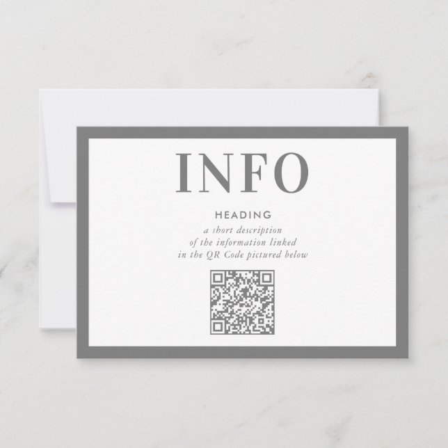 INFORMATION INFOGA modern neutralt grått QR-kod Inbjudningar (Framsida)
