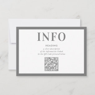 INFORMATION INFOGA modern neutralt grått QR-kod Inbjudningar