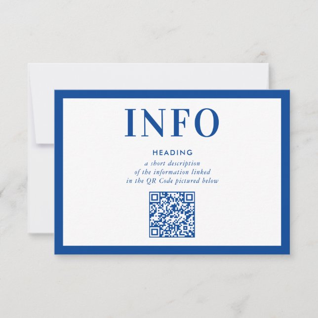 INFORMATION INFOGA modern royal blå QR-kod Inbjudningar (Framsida)