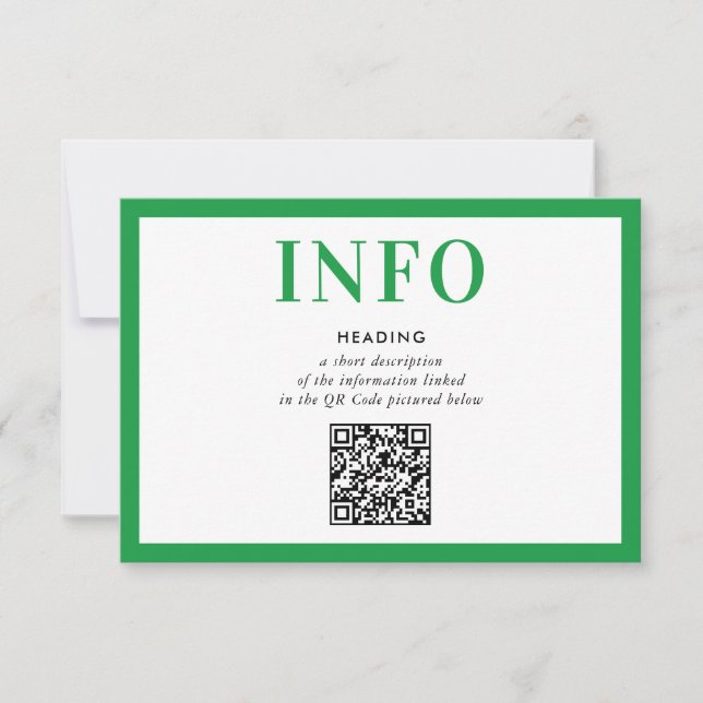 INFORMATION INFOGNING modern kellygrön QR-kod Inbjudningar (Framsida)