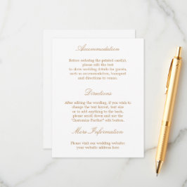 Information-kort för White Golden Beige Bröllop Tilläggskort