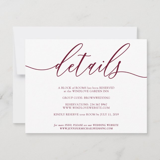 Information Namnteckning enkel burgundy OSA Kort (Framsida)