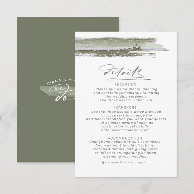 Information om abstrakt Paint Strokes Bröllop ID88 Tilläggskort (Fram/baksida)