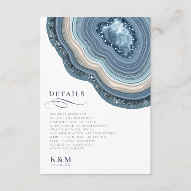 Information om Agate Geode Glitter Dusty Blue ID64 Tilläggskort (Framsida)