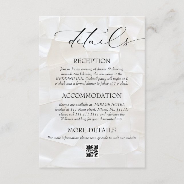 Information om aktuell QR-kod för Elegant bröllop Tilläggskort (Framsida)