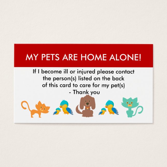Information om Akutet Pets Visitkort (Framsidan)