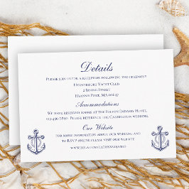 Information om Anchor Navy Blue Nautical Bröllop Tilläggskort
