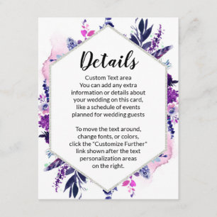 Information om ändrad Blommigt Violet Hexagon Bröl Tilläggskort