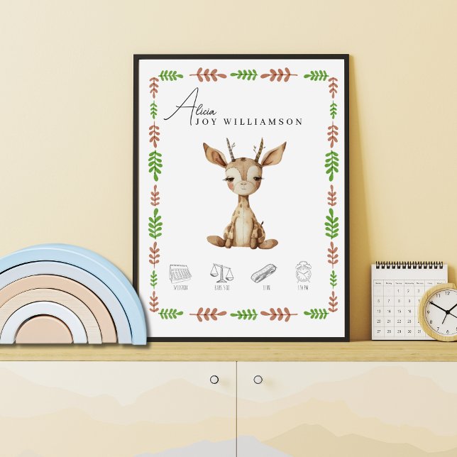 Information om anpassade Watercolor Baby Giraffe B Poster (Skapare uppladdad)