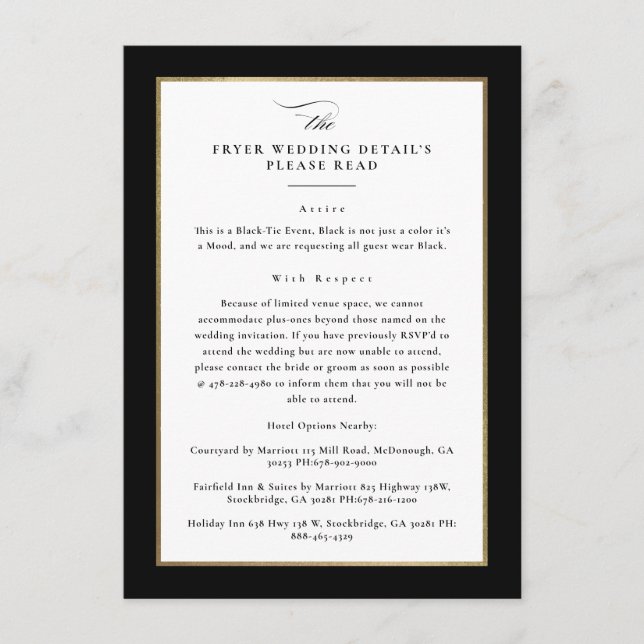 Information om anpassningsbar Elegant Black och Gu Tilläggskort (Framsida)