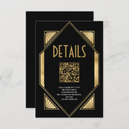 Information om Art Deco Guld Black QR Code Bröllop Tilläggskort