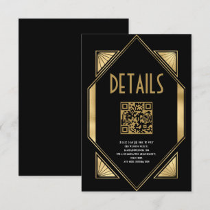 Information om Art Deco Guld Black QR Code Bröllop Tilläggskort