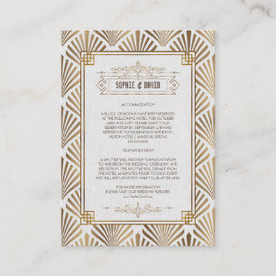 Information om Art Deco White Guld Gatsby 1920-tal Tilläggskort