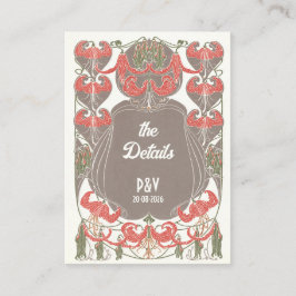 Information om art nouveau Fuchsia Elegance Bröllo Tilläggskort