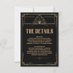 Information om artikel Deco 20s Black Guld Bröllop Tack Kort