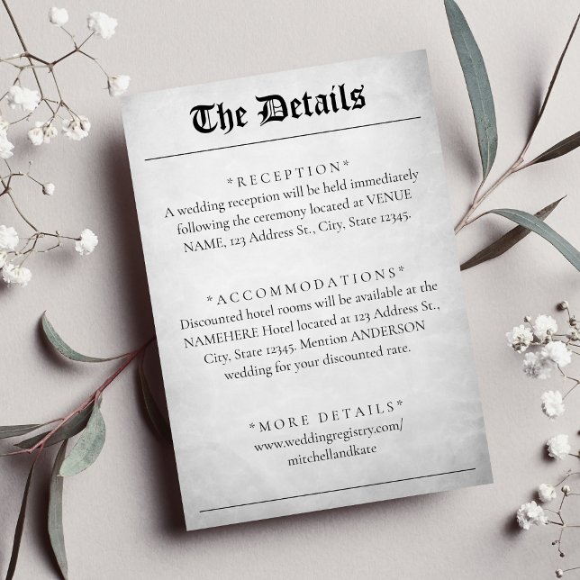 Information om artikeln Bröllop Tilläggskort (Newspaper Article Wedding Details Enclosure Card
)