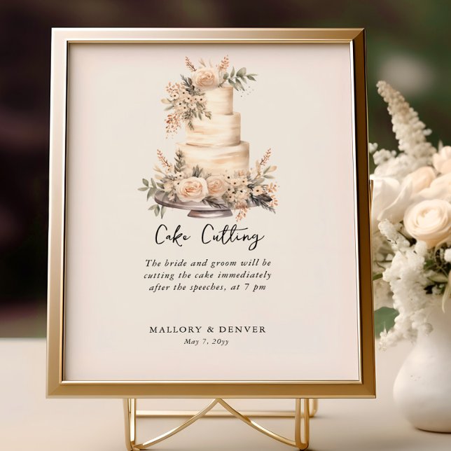 Information om avisering av Neutraltens avskärmade Poster (Cake Cutting Sign from Romantic Wedding signs collection by Darling & May)