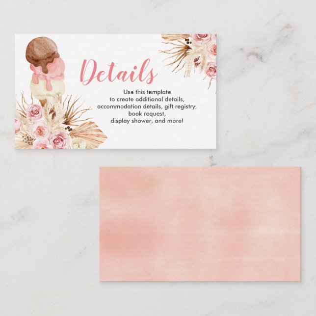 Information om babyskor för Ice kräm Boho infognin Tilläggskort (Fram/baksida)