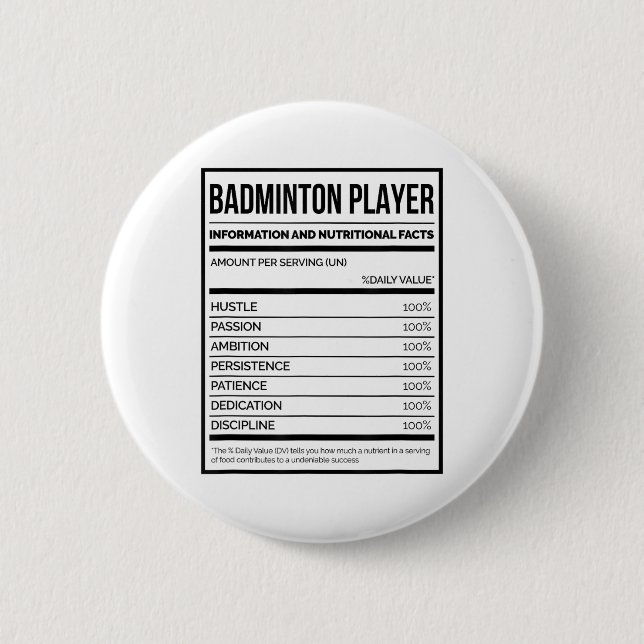 Information om Badminton Player och näringsmässiga Knapp (Framsida)