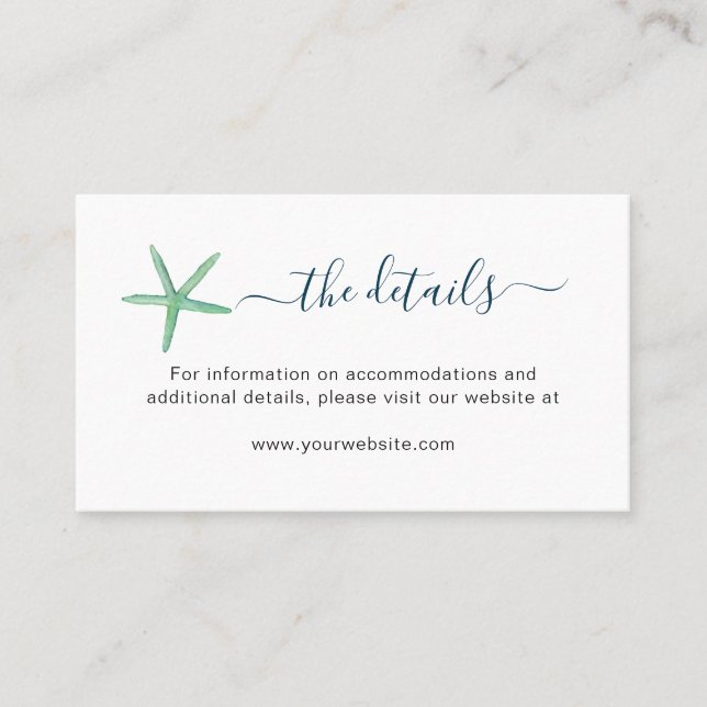 Information om Beach-bröllopskort för vattenfärgss Placeringskort (Framsida)