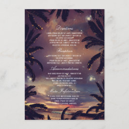 Information om Beach Sunset Handflatan Löv Bröllop Tilläggskort