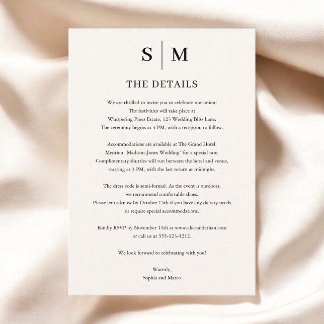Information om Beige Ivory Monogram Minimalist Brö Tilläggskort (Skapare uppladdad)