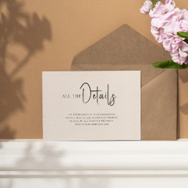 Information om Beige linen Simple Black Script Brö Inbjudningar