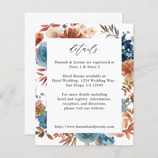 Information om Beige och Dusty Blue-Blommigten (Fram/baksida)