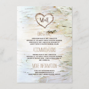 Information om Birch Bark Heart Rustic Bröllop Tilläggskort