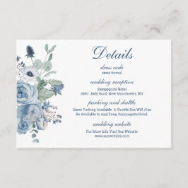 Information om blå Blommigt Bröllop Tilläggskort