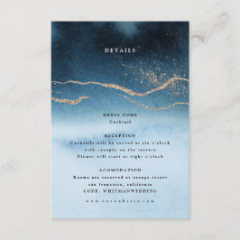 Information om blå nattfärg liggande Bröllop Tilläggskort