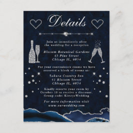 Information om blå och Silver Glitter Agate Bröllo Tilläggskort