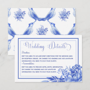 Information om blå och vit Blommigt Porcelain Bröl Tilläggskort