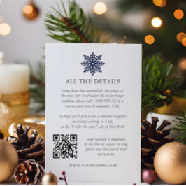 Information om blå snöflingvinter-WEDDING QRCode Tilläggskort
