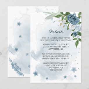 Information om blå vita blommor, grön tilläggskort