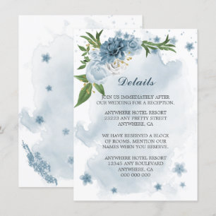 Information om blå vita blommor, grön tilläggskort