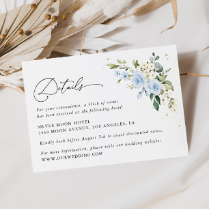 Information om blåa blommor, vita blommor, Boho, B Tilläggskort