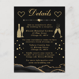 Information om Black and Guld Faux Glitter Agate B Tilläggskort