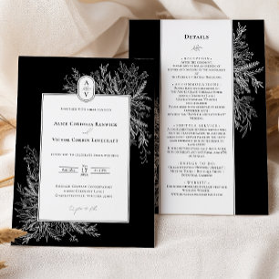 Information om Black and White Greenery Bröllop Mo Inbjudningar