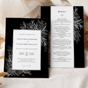 Information om Black and White Greenery Bröllop oc Inbjudningar