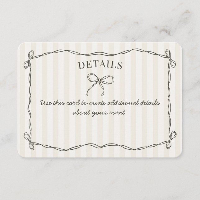 Information om Black Coquette Bow Beige Inbjudan I (Framsida)