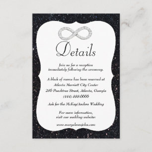 Information om Black Glitter Diamond Infinity Bröl Tilläggskort