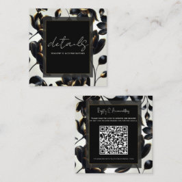 Information om Black & Guld Blommigt Greige Bröllo Fyrkantigt Visitkort