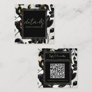 Information om Black & Guld Blommigt Greige Bröllo Fyrkantigt Visitkort
