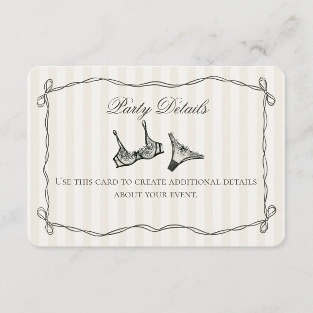 Information om Black Lingerie Shower Beige Inbjuda Tilläggskort (Framsida)