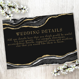Information om Black Marble Agate Guld Glitter Brö Tilläggskort