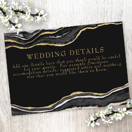 Information om Black Marble Agate Guld Glitter Brö Tilläggskort
